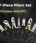 Heavy Duty 7 Piece Pliers Set For Home Repair And DIY Projects With Long Nose Pliers Slip Joint Pliers Linesman Pliers And Diagonal Pliers A Versatile Auto Electrical And General Tools Kit, made of 45 carbon steel and PVC