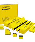 7 Piece Hand Sanding Block Set With Interchangeable Pads for auto body polishing, showing various block sizes in front of packaging