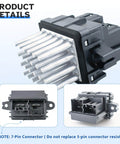 AC Heater Blower Motor Resistor That Fits Chevy Silverado Tahoe Suburban Traverse Equinox Malibu Avalanche Camaro Caprice GMC Sierra Yukon XL Acadia Terrain Cadillac Escalade CTS Buick Enclave Hummer H2 973420 4P1594 showing multiple connectors