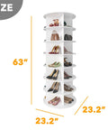 7 Tier Rotating Shoe Rack Tower With Spinning Lazy Susan Display Revolving 360 Carousel For Shoes And Handbags White Organizer