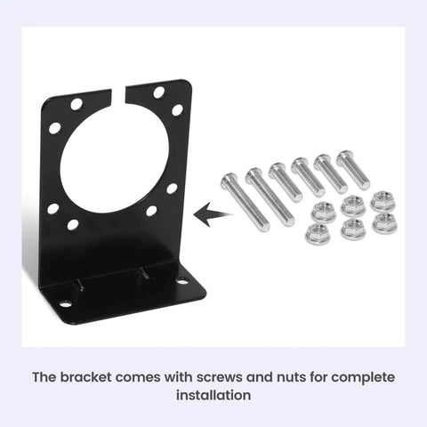 7 Way RV Blade Trailer Socket Mounting Bracket for American Style 7 Pin Connectors, screws and nuts included, black metal