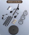 Components of 70 Inch Farmhouse Floor Lamp With Diamond Cage Shade And Dimmable Lighting Includes Three LED Edison Bulbs