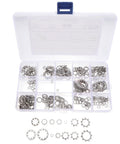 400Pcs Stainless Steel Tooth Lock Washer Set With External And Internal Serrated Washers For Bolt Loosening Prevention in storage box