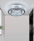 Crystal Ceiling Light Chandelier LED Flush Mount With Three Color Temperatures Modern Sparkling Lighting Fixture in hallway