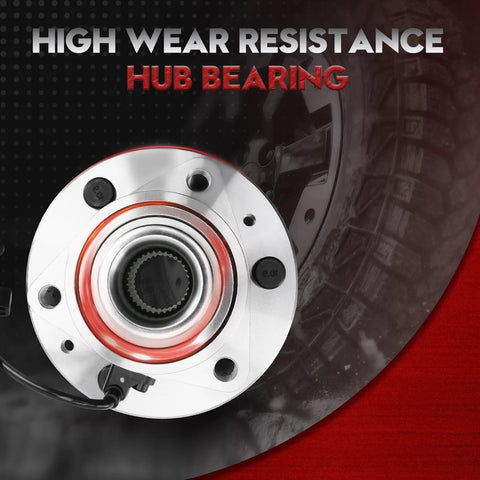 Cadillac Escalade Front Wheel Hub Bearing Assembly With ABS 3 Bolt Flange 6 Lug for 2002-2006 models, front view