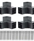 Heavy Duty 4x4 Pergola Brackets Set For Outdoor DIY Install 3 Way Right Angle Corner Brackets In Black Powder Coated Steel