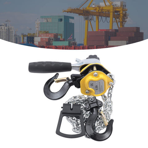 Mini Chain Hoist With G80 Chain, Ratchet Lever Come Along Hoist With Hook for Warehouse, Ten Feet Chain Shown in Industrial Setting