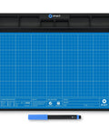 Magnetic FixMat Electronics Repair Mat With Dry Erase Grid And Sorting Bins, shown in blue with sorting bins and marker.