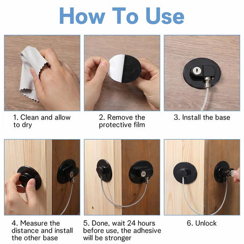 Installation guide for Heavy Duty Refrigerator Locks With Keys 12 Pack Adhesive Fridge Locks For Kidproofing And Child Safety