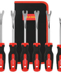Top Shelf 6 Piece Auto Trim Removal Kit With Pivot Levers For Scratch Free Door Panel And Dashboard Extraction, 6 CR V steel tools with rubber grips.