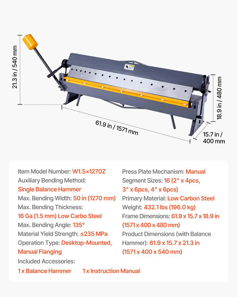 No Nonsense Box And Pan Brake Delivers 50 Inch Sheet Metal Bending Power Handles 16 Gauge Mild Steel Like A Champ Adjusts Cleanly From 0 To 135 Degrees Rugged Aluminum Frame Sets Up Quickly For Serious Shop Fabrication Projects