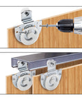 12 Closet Door Rollers Set With 24 Screws, Adjustable Wardrobe Door Wheels For Smooth Quiet Sliding installed on wooden doors