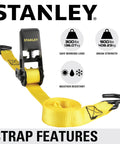 1 Inch Wide Ratchet Straps 10 Feet Go To Light Cargo Tie Down Straps With 300 Lb Working Load And 900 Lb Break Strength Black Yellow 4 Pack Featuring Reinforced Edging Vinyl Coated S Hooks Rust Resistant Non Marring