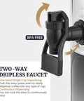 Two-way dripless faucet on 40 Cup Electric Coffee Urn With Removable Filter For Easy Cleanup Two Way Dispenser With Cool Touch Handles Stainless Steel Construction Delivers Fast Fresh Coffee At About One Cup Per Minute For Parties Buffets And Large Gatherings.