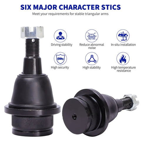 Front Lower Ball Joints Kit For Cadillac Escalade Tahoe Suburban Yukon XL 1500 Silverado Express Avalanche GMC Savana Sierra 2 Piece Replacement Parts, black metal, two-piece