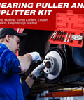 Mechanic using Heavy Duty Bearing Separator And Puller Kit 9 Piece Wheel Bearing Removal Tools Set With Portable ABS Case in garage