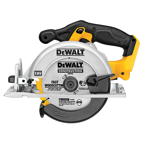 Cordless Sidewinder 20V Max Circular Saw With 6-1/2 Inch Blade, 5150 RPM Power, visible DeWalt branding, front view.