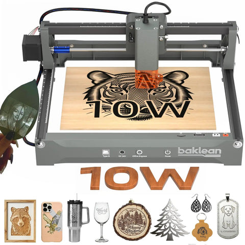 Dope 10W Desktop Laser Engraver Kit With Preassembled Frame, 0.01mm Precision, Wireless App Control, engraving tiger design on wood