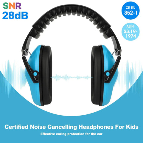Front view of 12 Pack Kids Noise Cancelling Headphones For Ear Protection, Kid Safe Soundproof Earmuffs for autism, toddlers, children.