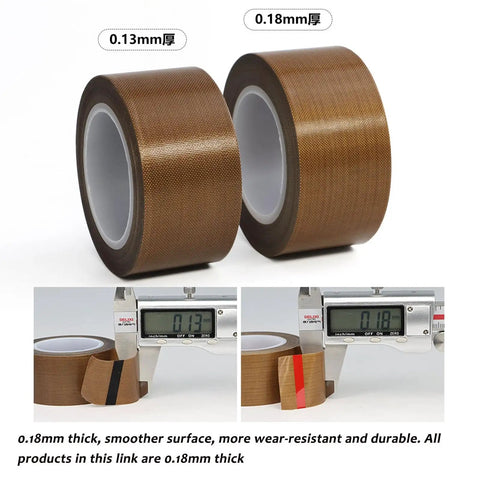 PTFE Teflon High Temperature Tape For Heat Sealers With Nonstick Adhesive, 33 Ft Roll, 0.18mm Thickness, Heat Resistant Up To 500F