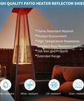 Heat Reflector Shield For Glass Tube Heater 4 Sided Pyramid Patio Heater Replacement Top Easy Install Eighteen And A Half Inches Square With Three Pre Drilled Holes Spaced Two And Three Quarters Inches Fits Most 4 Sided Glass Tube Patio Heaters on outdoor patio