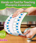 Hands bending Phonemic Awareness Dry Erase Flash Cards Set For Phonics Practice With Elkonin Boxes in a classroom setting