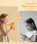 Child holding 1000X Handheld Digital Microscope For Kids Pocket Microscope With 2 Inch IPS Screen next to child using phone.