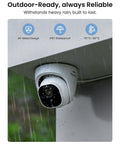 4K Security Camera System With 4 Turret PoE Cameras And 8 Channel NVR 2TB HDD installed outdoors in rainy conditions