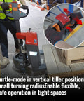 MechMaxx 3300lb Lithium Electric Pallet Jack with vertical tiller mode for safe operation in tight spaces.