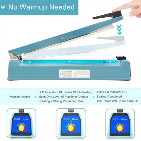 Impulse Sealer 16 Inch Workhorse Heat Sealer For Plastic Bags And Mylar Bags Manual Poly Bag Hot Seal Machine With 3mm Wide Seal in use