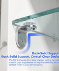 90-degree L-shaped zinc alloy bracket with suction cup supporting glass shelf, ideal for 5mm Shelf Pegs 16 Pack Screw In Shelf Pins