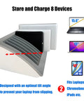 Dope Heavy Duty Six Pack Laptop And Tablet Charging Station With Versatile Desktop Organizer Rack For Up To 15 6 Inch Chromebook MacBook Surface Pro Tech Rig showing multiple device slots.