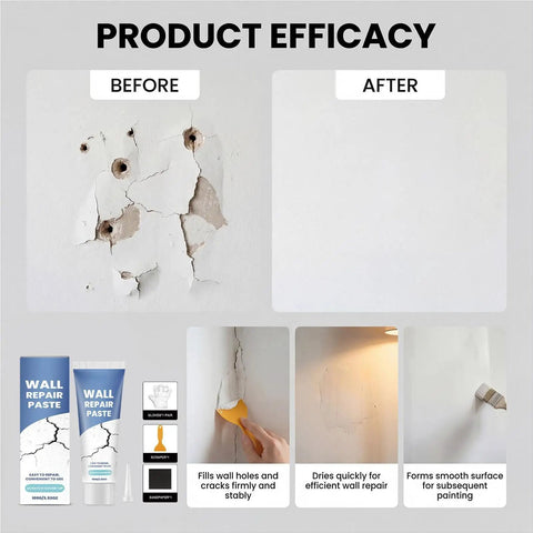 Before and after using Fast Dry Wall Crack Repair Paste For Quick Fixes And Smooth Restoration, Waterproof Caulk Formula With Easy Application