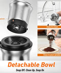Electric Coffee And Spice Grinder With Dual Stainless Steel Blades And Removable Bowls Pulse Control And Clear Double Lid