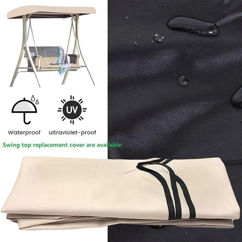 Waterproof Outdoor Swing Canopy Replacement For 2 To 3 Seater Universal Patio Cover Khaki 79x49 Inches, close-up of fabric texture