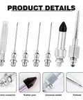 Grease Gun Needle Tip Kit 7 Piece Set With 5 Needle Nozzles 1 Dispenser And 1 Rubber Nipple Adapter For Narrow Spaces Precision Lubrication Tool Set For Tight Spots And Hard To Reach Joints, includes close-up of components