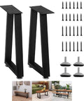 Beefy Heavy Duty Adjustable Metal Table Legs Set Of 2 16 Inch Trapezoid Bench Legs For Coffee Tables Black Finish Supports Up To 800 Pounds