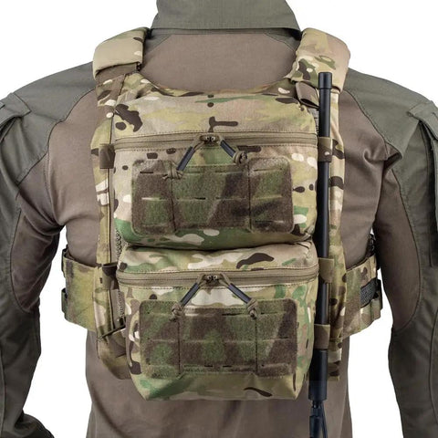 Tactical Zip On Back Panel Double Pouch Assault Modular Backpack for V5 Vest Made With 500D Nylon Lightweight Waterproof Gear Organizer