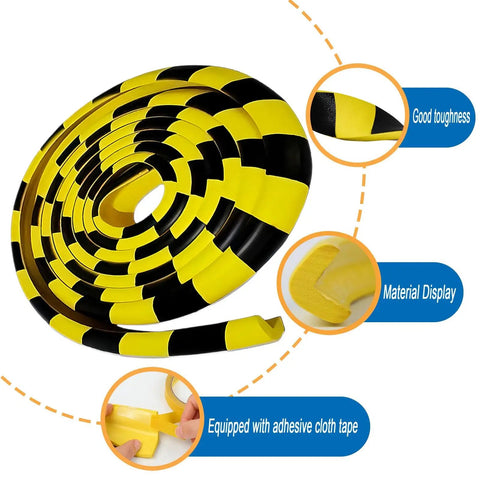 Hassle Free Rig Ready L Shape Garage Wall Bumpers Yellow Black Nbr Foam Edge Protectors Peel And Stick Corner Guards For Warehouse And Shop Furniture Shields