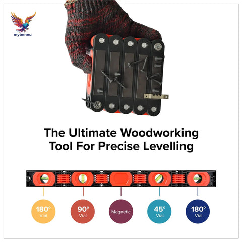 Heavy Duty Folding Aluminum Multi Angle Level With Precise Spirit Vials For Stairs Pipes And Corners Hella Durable Measurement Rig That Collapses Flat To Save Closet Space And Finish Any Handyman Job Quick