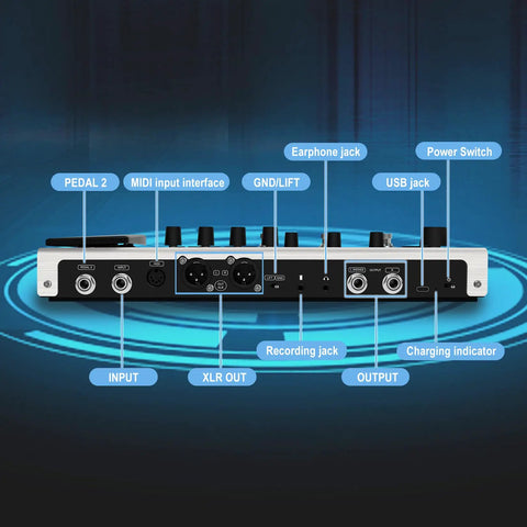 MK-300 Guitar And Bass Amp Modeler With 320 Plus Effects 160 Presets Looper Drum Machine USB And Bluetooth rear panel interface
