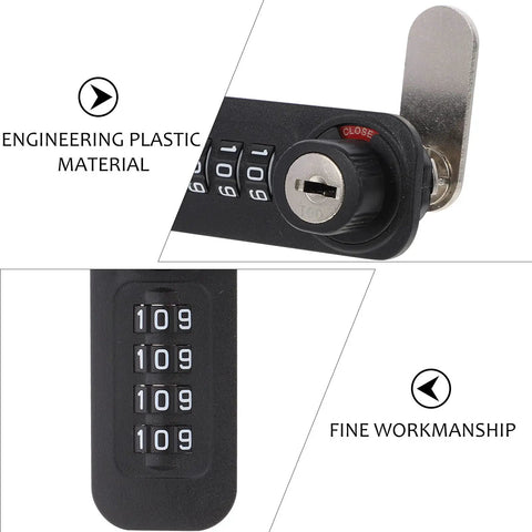 Mechanical Combination Door Latch Password Lock For Steel Cabinets And Lockers, showing dial and keyhole.