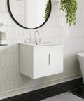 24 Inch White Bathroom Vanity Cabinet Sink Not Included Modern MDF Melamine Finish Built Tough For Everyday Use