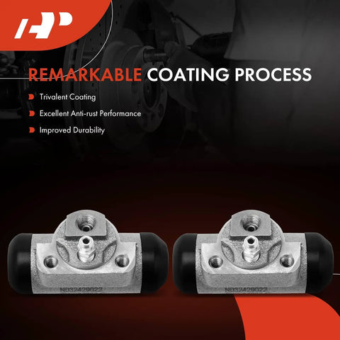 Rear Driver And Passenger Drum Brake Wheel Cylinder Set For Jeeps Dodge Chrysler Plymouth SUVs And Vans Compatible With Wrangler Cherokee Grand Caravan Town And Country TJ Wagoneer 2 Piece, silver with black ends
