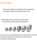Narrow band Single Ear Oetiker Hose Clamp Kit With 92 Pcs Crimp Clamps Eight Size Range 6.0 to 22.6mm 304 stainless steel