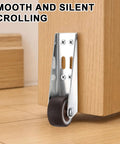 Heavy Duty Vertical Track Roller Wheel Pair For Smooth As Silk Sliding Gates Galvanized Steel Caster with TPR tread showcasing installation on wood.
