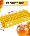 Yellow ABS Beekeeping Honey Uncapping Tank Holder For Easy Harvesting And Frame Scraper, with size dimensions and honey jar