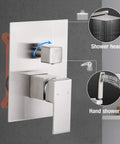 Brushed Nickel Shower Faucet Set With Easy Install Sleek Dual Handle Bath Shower Kit Durable Metal Construction