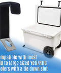 Heavy Duty Stainless Steel Ice Chest Bracket For Truck Bed Floor Mount Compatible With Yeti Rtic Padlock Slot Pack Of 2 next to cooler.
