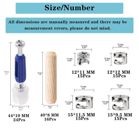 Top Shelf Cam Lock Hardware Kit With 124 Pieces For Cabinet And Drawer Installation includes various sizes of cam locks and connectors.